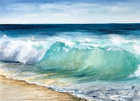 Ocean Waves in Watercolors | Ocean waves painting, Watercolor wave, Watercolor ocean