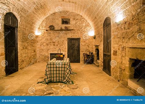 Interior of an Old Stone Farmhouse in Puglia. Editorial Image - Image of fireplace, table: 80085415