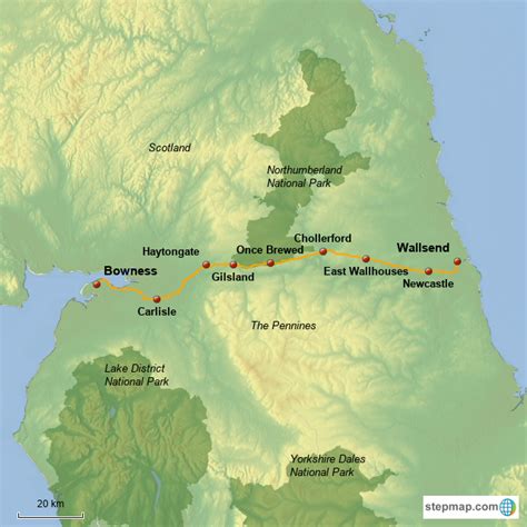 StepMap - Hadrian's Wall - Landkarte für Great Britain