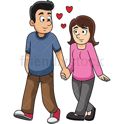 Cartoon Man And Woman Holding Hands Vector Clipart - FriendlyStock