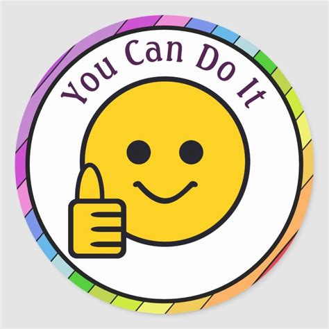 Thumbs Up Face You Can Do It Classic Round Sticker | Zazzle.com in 2020 ...