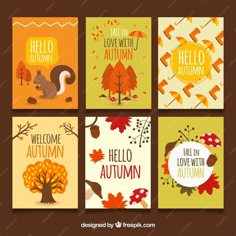 Free Vector | Autumn cards collection