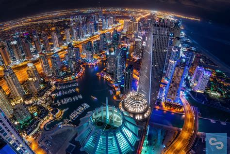 Download Light Skyscraper Cityscape Night Aerial City Man Made Dubai HD ...