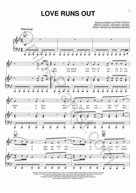 Love Runs Out Piano Sheet Music | OnlinePianist