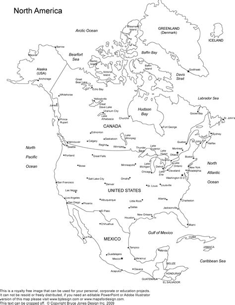 Printable Map Of North America