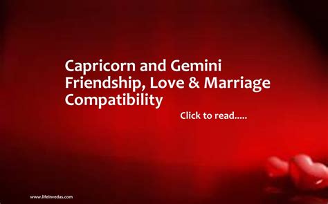 Gemini and Capricorn Compatibility for Friendship, Love, Marriage - lifeinvedas