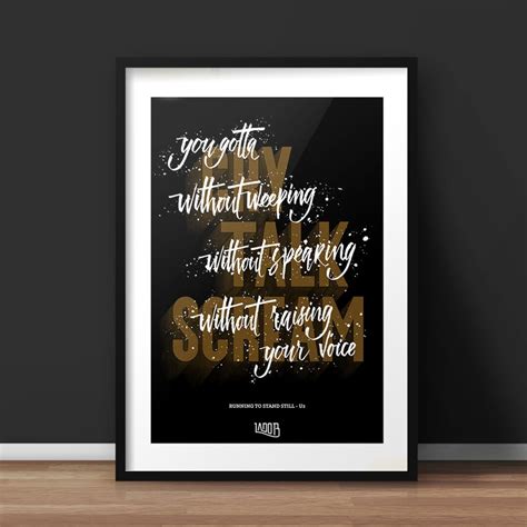 U2 Lyrics Poster Typography Digital Print With Lyrics From the Song Running to Stand Still by U2 ...