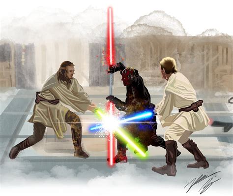 Darth Maul vs. Qui-Gon and Obi-Wan Print | Etsy