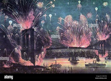 Opening of Brooklyn Bridge Celebration, 1883 Stock Photo - Alamy