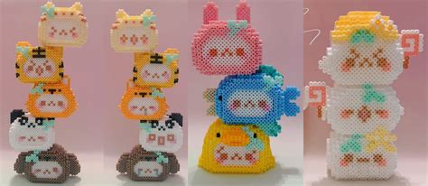 3D Perler Bead DIGITAL Pattern Tutorial Kawaii Stackable Animals ...