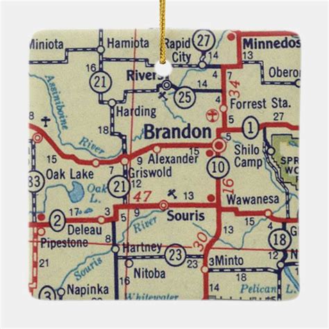 Brandon Manitoba Vintage Map Ceramic Ornament | Zazzle