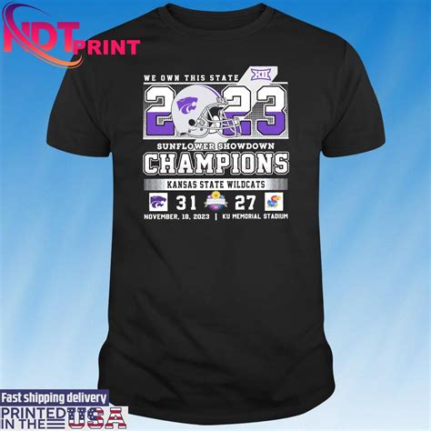 K-State Wildcats 2023 Sunflower Showdown Champions Score Shirt - Ndtprint