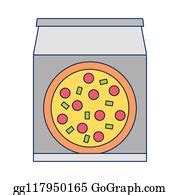 26 Fast Food Delivery Pizza Box Symbol Blue Lines Clip Art | Royalty Free - GoGraph