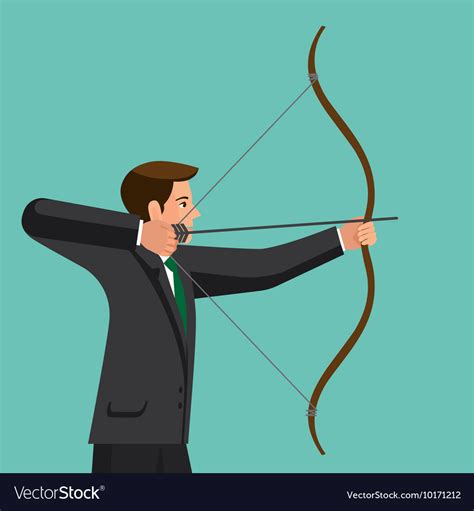 Aiming concept the man is shooting arrow out Vector Image