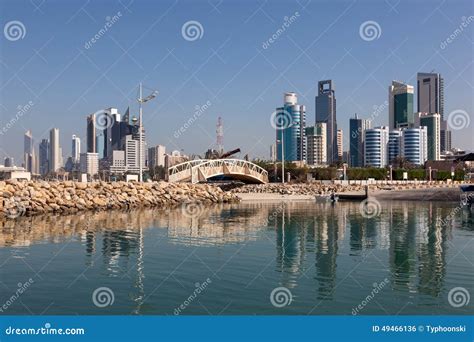 Skyline of Kuwait City stock photo. Image of corniche - 49466136