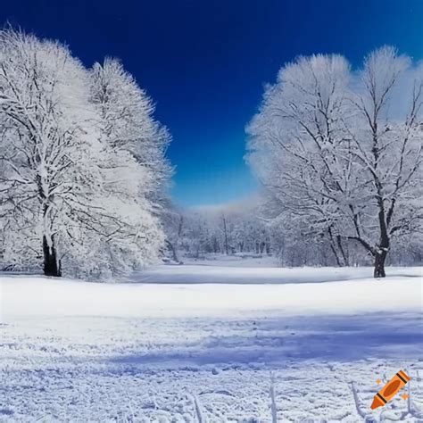 Winter landscape with snowy trees