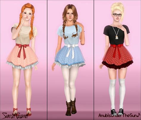 Anubis - Sims Stuff: Sunset Caramel ~ Kawaii Mini Dress for Teen-to-Adult