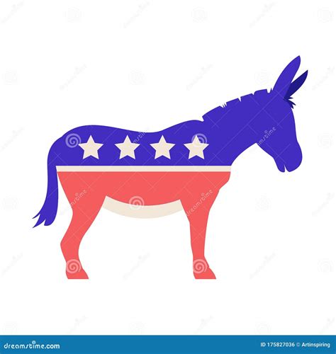 American Democrat Mule or Donkey with American Flag Color and Star ...