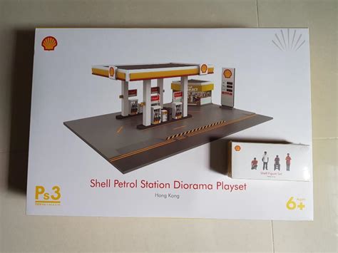 TINY HONG KONG SHELL PETROL STATION DIORAMA PLAYSET WITH SHELL FIGURE ...