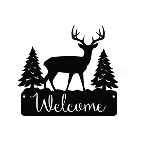 Deer Welcome Sign SVG Cut File | Deer Welcome Silhouette Dow - Inspire ...