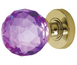 Frelan Faceted Purple Glass Mortice Door Knob - Polished Brass