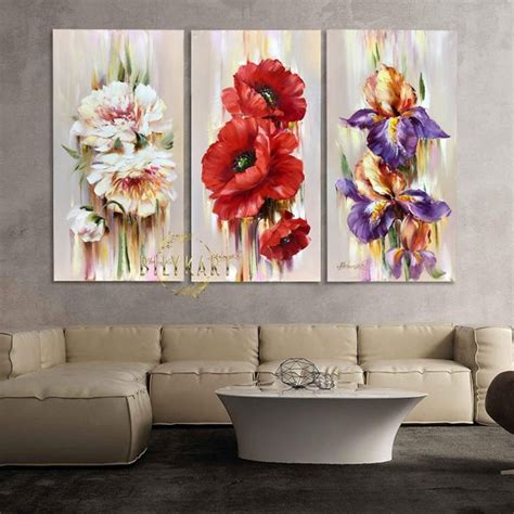 Long Narrow Wall Art Abstract Poppy Flowers Oil Painting Tall - Etsy