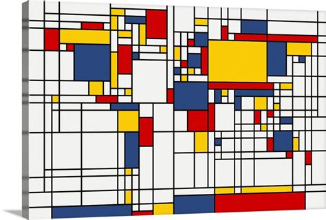 World Map Abstract Mondrian Style Wall Art, Canvas Prints, Framed ...