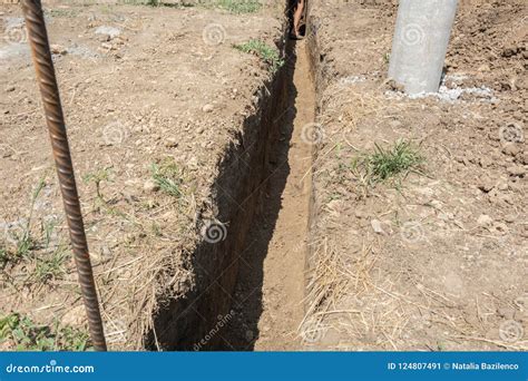 Providing Safety for the Installation of a New Sewage Pipe Stock Image - Image of installation ...