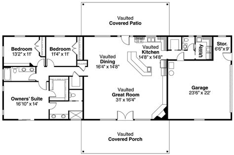 Simple Rectangle Ranch Home Plans - House Plan 340-00026 - Ranch Plan ...