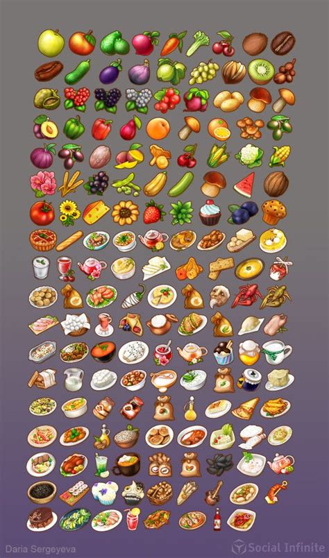 ArtStation - Food game icons, Daria Sergeyeva | Pixel art food, Pixel art games, Game icon