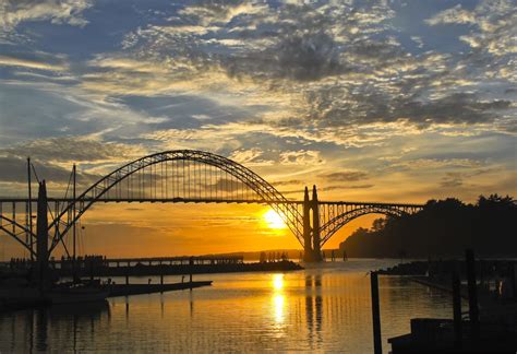 Yaquina Bay Sunset, Newport, OR | Sydney harbour bridge, Landmarks, Sunset