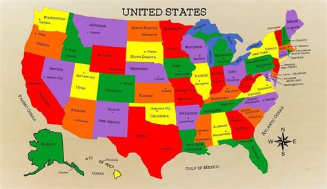 UNITED STATES MAP WITH CAPITAL GLOSSY POSTER PICTURE BANNER PRINT PHOTO ...