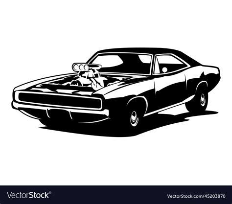 Dodge charger car silhouette isolated Royalty Free Vector