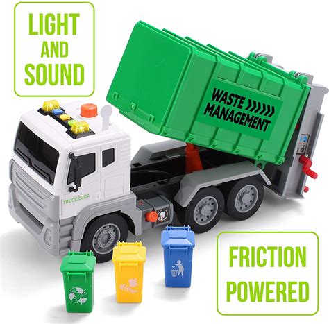 JoyX 12.5" Garbage Truck Toy Friction-Powered Waste Management ...