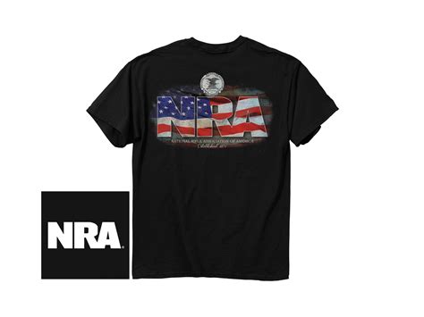 NRA Men's Flag Logo Short Sleeve T-Shirt Cotton Black 2XL