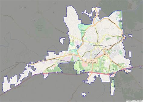 Map of Morganton city, North Carolina