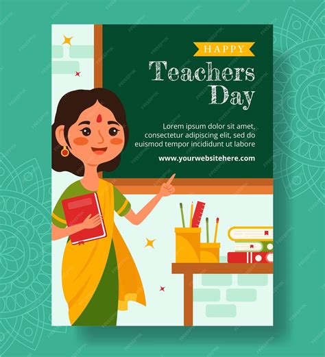 Premium Vector | Teacher Day in India Vertical Poster Flat Cartoon Hand Drawn Templates ...