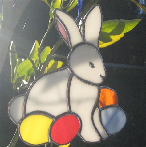 Easter Bunny W/ Colored Eggs Suncatcher - Etsy