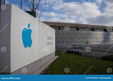 Close-up of the Apple Logo at the Entrance of the European Headquarters in Cork City, Ireland ...