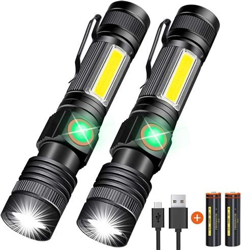 Hoxida USB Rechargeable Flashlight (Battery Included), Magnetic LED ...