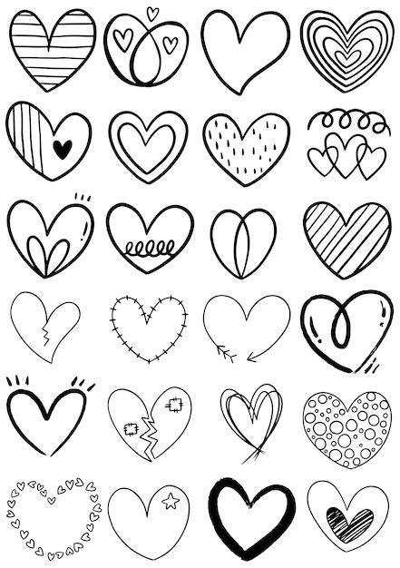 Premium Vector | Hand drawn scribble hearts