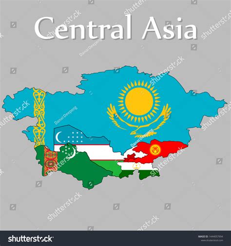 Central Asia Map Displayed National Flag: Vector có sẵn (miễn phí bản ...