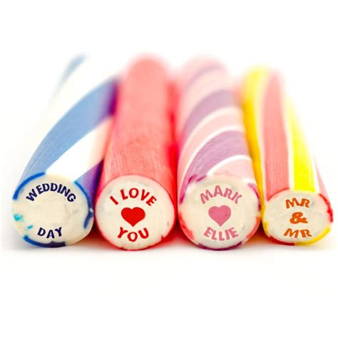 15.5x2.5cm Wedding Rock Sticks with labels - The Rock Sweet Company