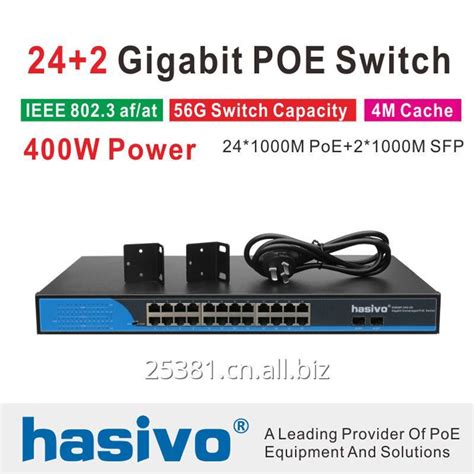 24 port Managed Poe Ethernet Switch 400W managment switch with 24 port 10/100/1000M Rj45 PoE 2 ...