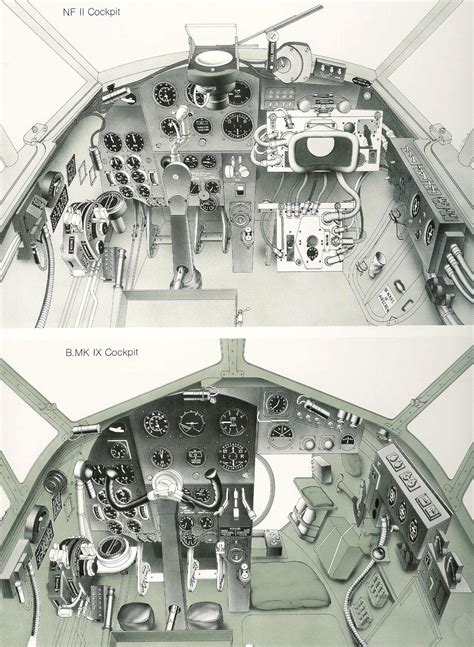 De Havilland Mosquito cockpit. The piilot and navigator/radar op. sat side by side, pilot's ...