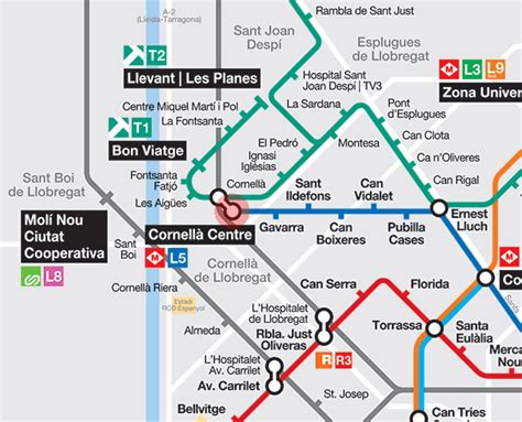 Cornella Centre station map - Barcelona metro