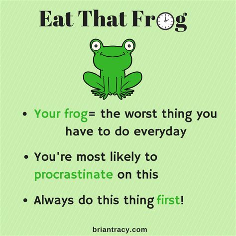 Think of the one thing you hate doing each day. Got it? Now, go eat that frog! | Time management ...