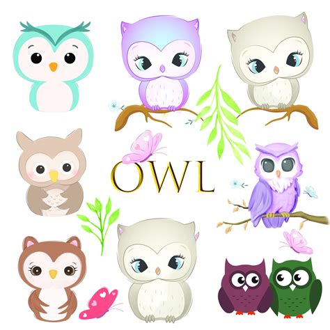 Cute Owl Clipart Owls Graphics Instant Download Magical - Etsy