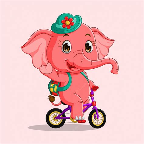 Premium Vector | Cute cartoon elephant riding a bicycle