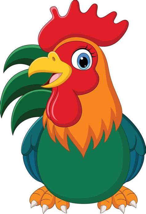 Cartoon funny rooster on white background 15219922 Vector Art at Vecteezy